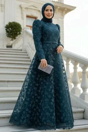 Neva Style - Elegant Navy Blue Muslim Bridal Dress 2238L 