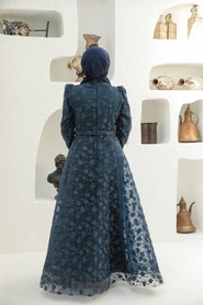 Neva Style - Elegant Navy Blue Muslim Bridal Dress 2238L - Thumbnail