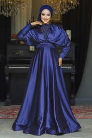 Neva Style - Luxorious Navy Blue Modest Islamic Clothing Prom Dress 22451L - 2