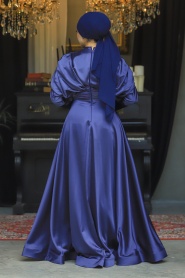 Neva Style - Luxorious Navy Blue Modest Islamic Clothing Prom Dress 22451L - Thumbnail