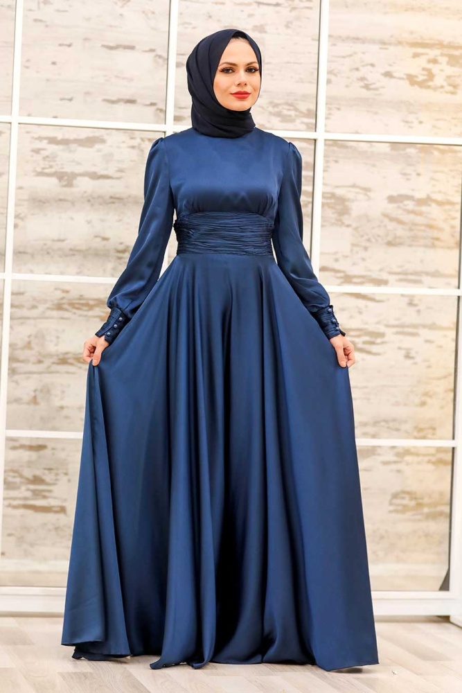 Neva Style - Stylish Navy Blue Modest Wedding Dress 2511L - 1