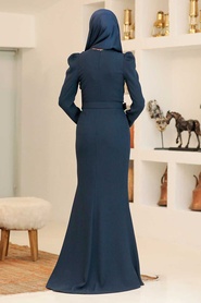 Neva Style - Modern Navy Blue Hijab Prom Dress 3231L - Thumbnail