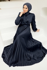 Neva Style - Elegant Navy Blue Islamic Clothing Wedding Dress 3452L - Thumbnail