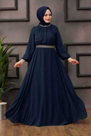 Neva Style - Modern Navy Blue Islamic Clothing Wedding Dress 5339L - 1