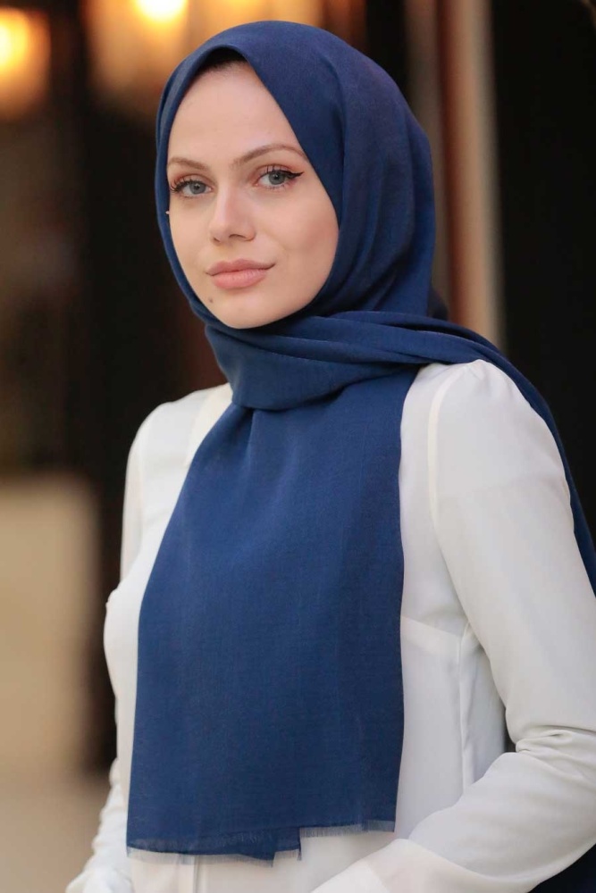 Navy Blue Hijab Shawl 4511L - 1