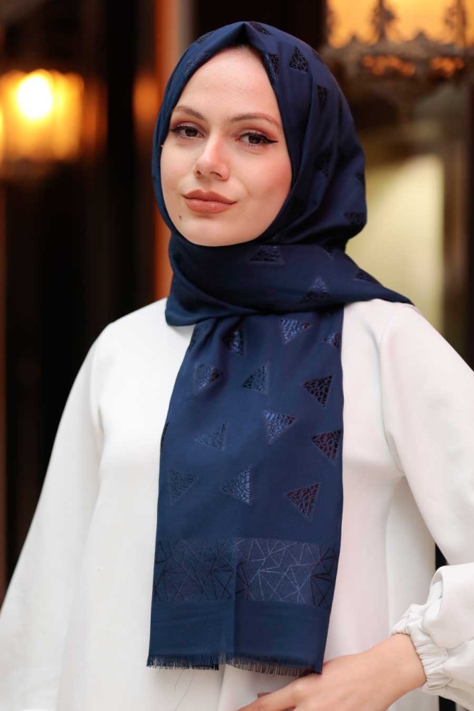 Navy Blue Hijab Shawl 45910L - 1