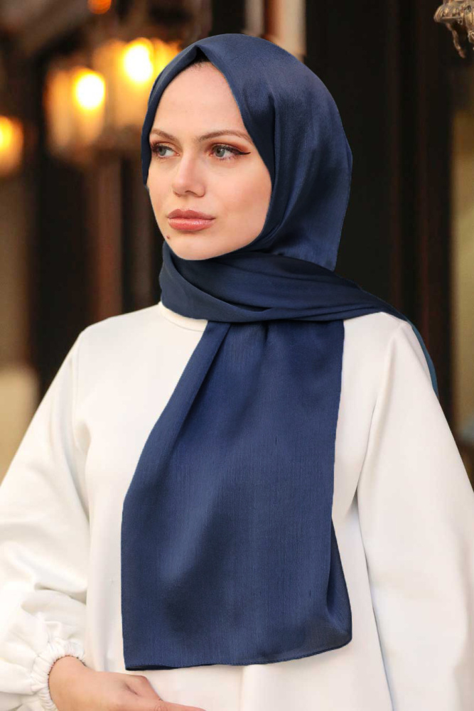 Navy Blue Hijab Shawl 4990L - 1
