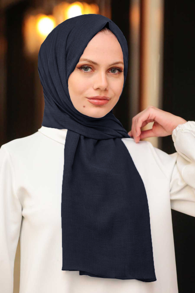 Navy Blue Hijab Shawl 50522L - 1