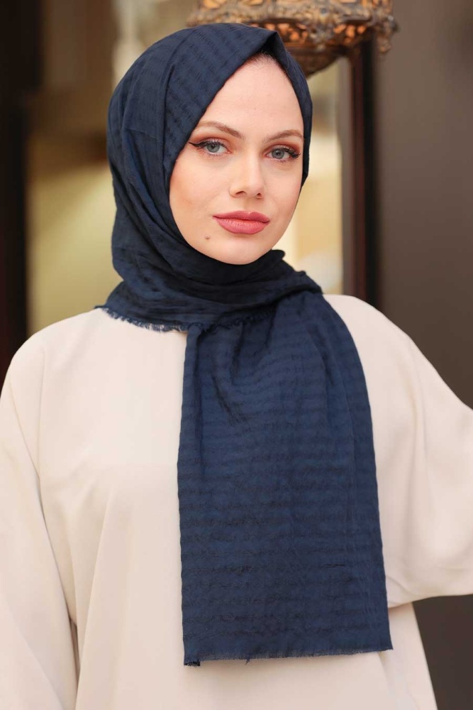 Navy Blue Hijab Shawl 50680L - 1