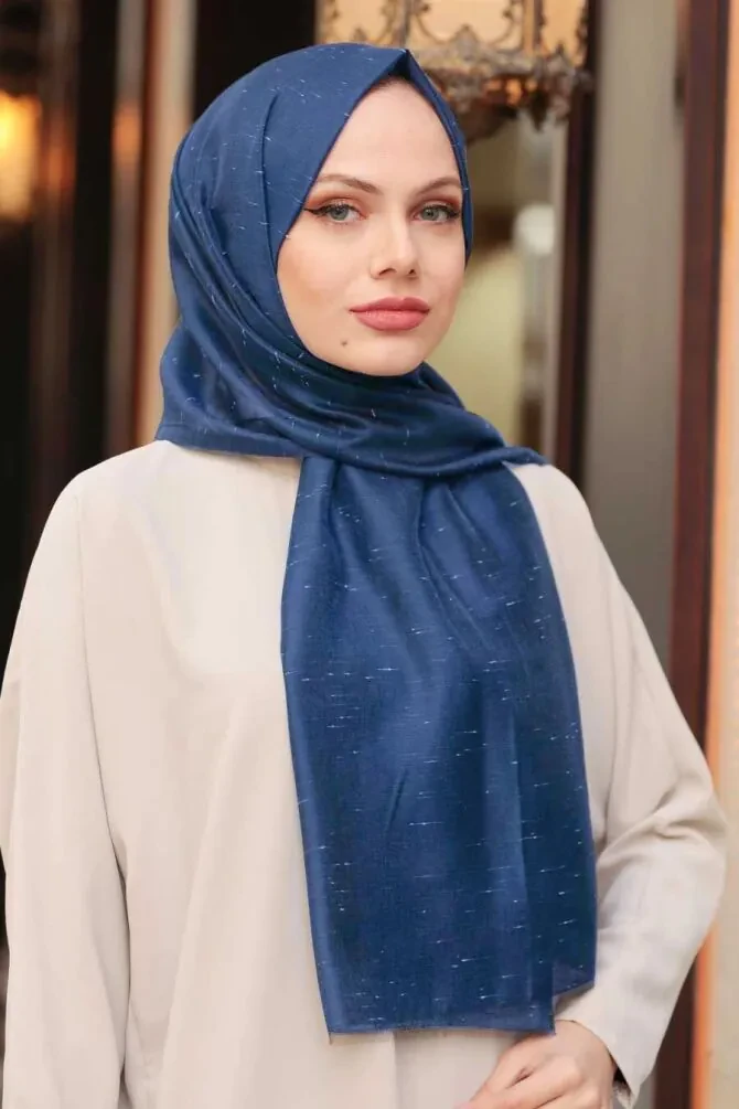 Navy Blue Hijab Shawl 7536L - 1