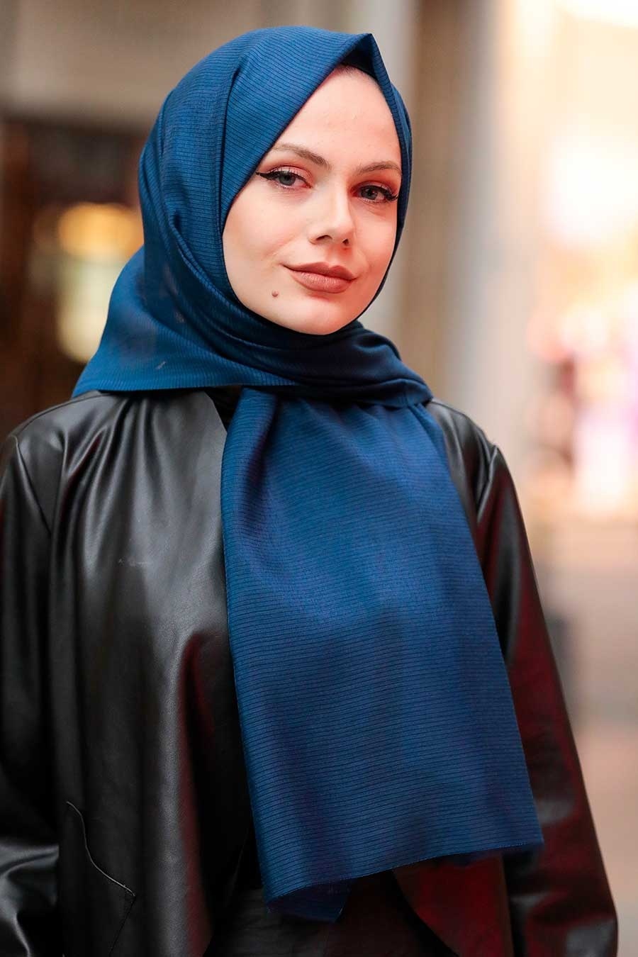 Navy Blue Hijab Shawl 7547L