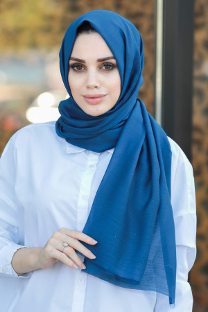 Navy Blue Hijab Shawl 7548L - 1