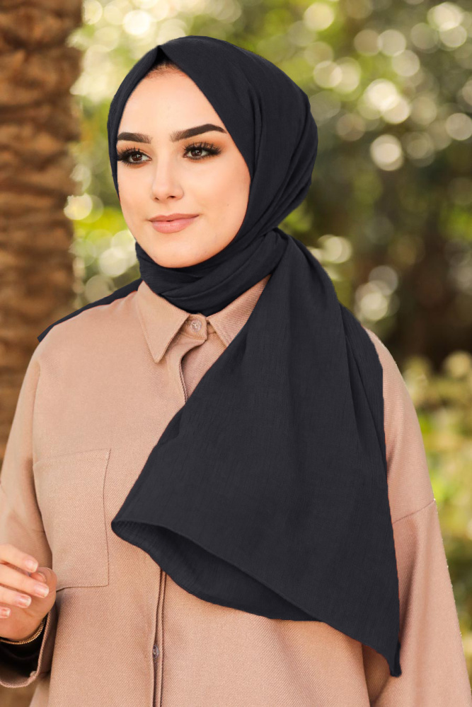 Navy Blue Hijab Shawl 7563L - 1