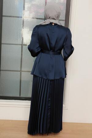 Navy Blue Hijab Suit Dress 34621L - 3