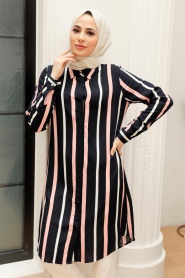 Navy Blue Hijab Tunic 11584L - Thumbnail