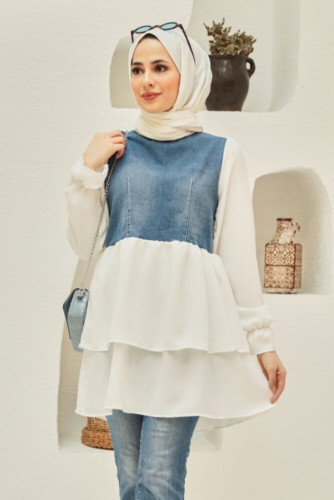 Navy Blue Hijab Tunic 221128L - 1