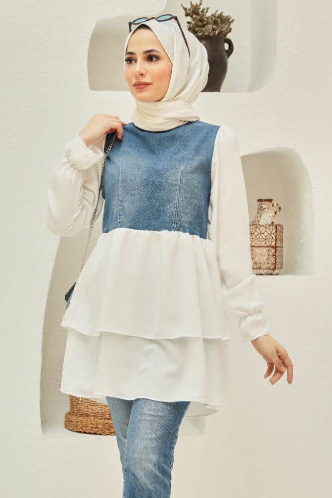 Navy Blue Hijab Tunic 221128L - 2