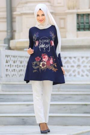 Navy Blue Hijab Tunic 3005L - 1