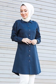 Navy Blue Hijab Tunic 56060L - Thumbnail