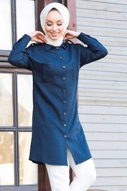 Navy Blue Hijab Tunic 56060L - Thumbnail