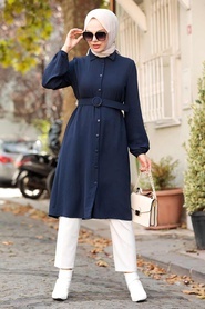 Navy Blue Hijab Tunic 5641L - Thumbnail