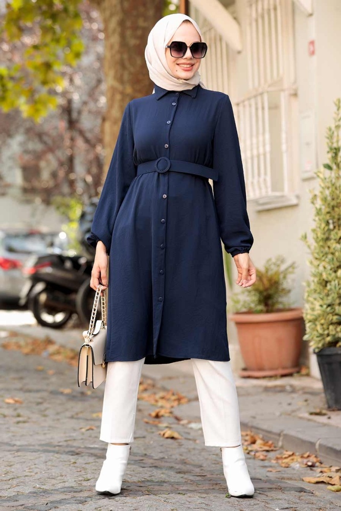 Navy Blue Hijab Tunic 5641L - 2