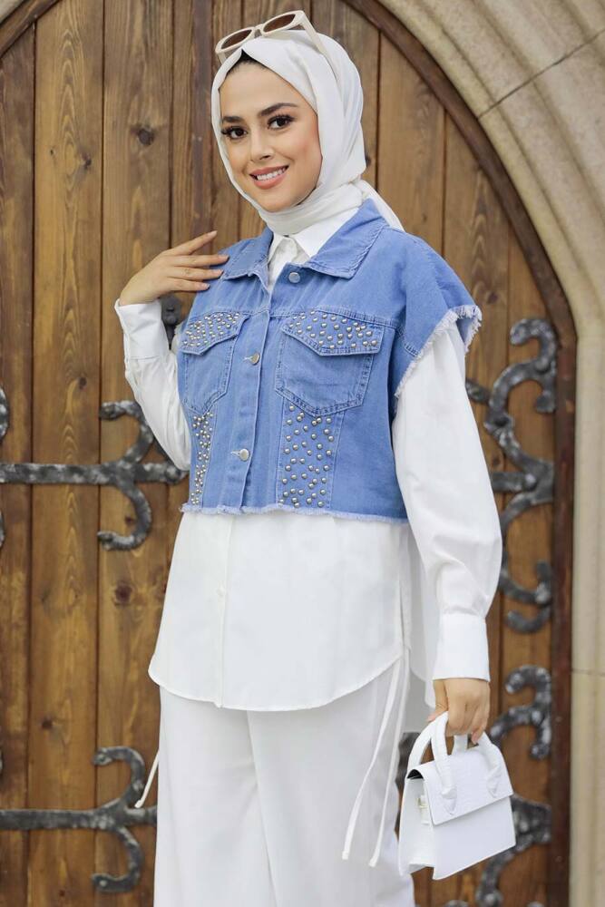 Navy Blue Hijab Tunic 9098L - 2