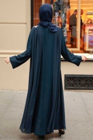 Navy Blue Hijab Turkish Abaya 347600L - Thumbnail