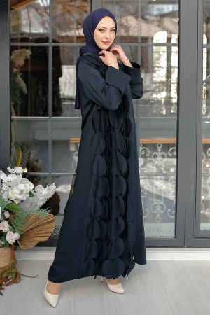 Navy Blue Hijab Turkish Abaya 352200L - 1