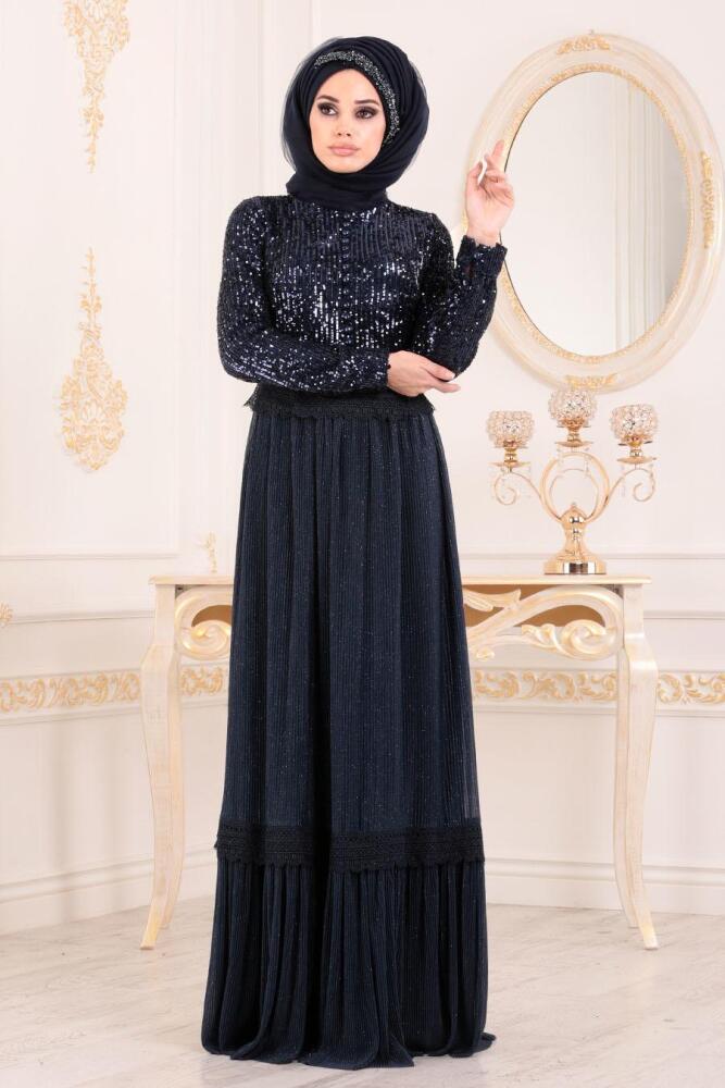 Neva Style - Long Sleeve Navy Blue Modest Dress 8532L - 1