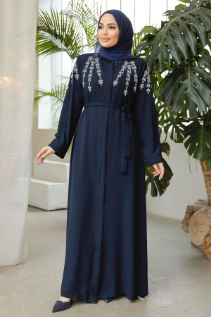 Navy Blue Modest Abaya 29104L - 2