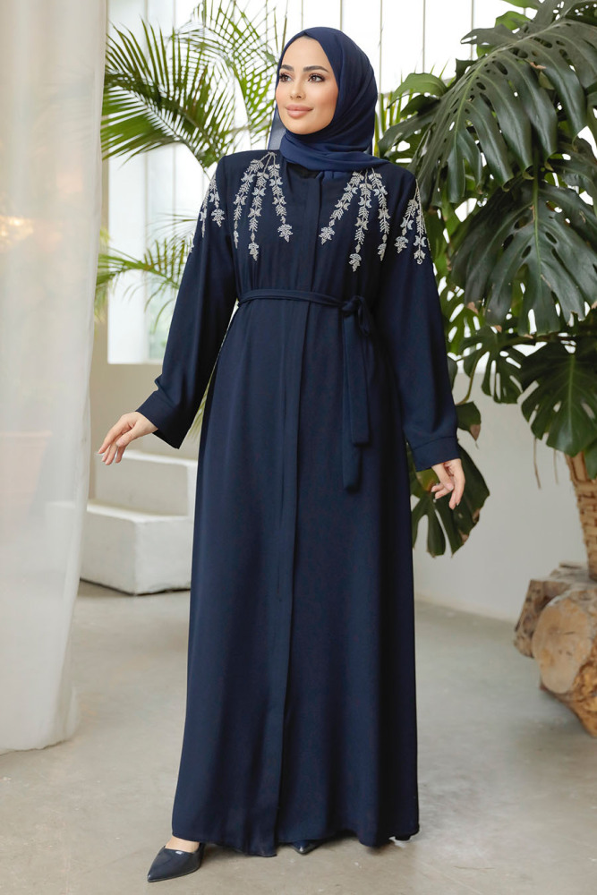 Navy Blue Modest Abaya 29104L - 2