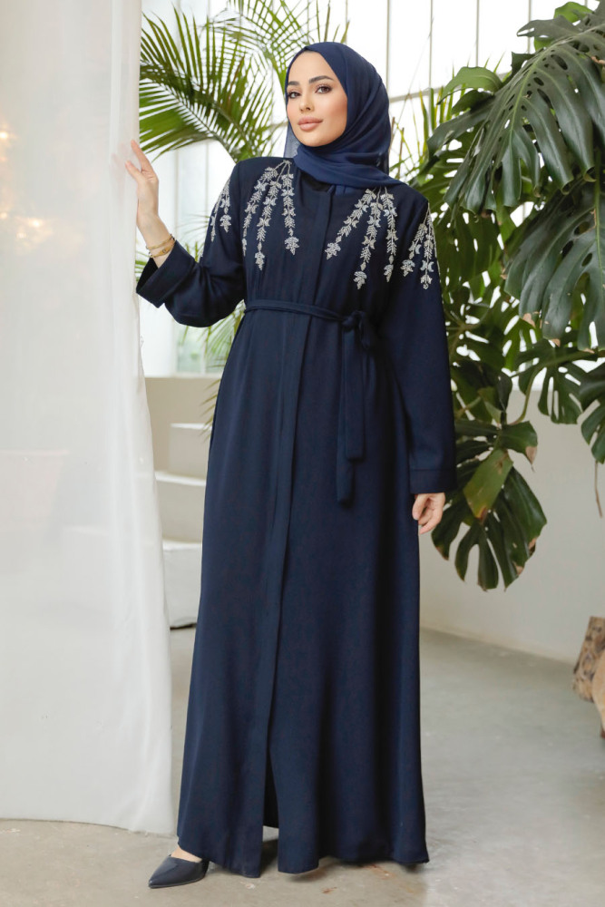 Navy Blue Modest Abaya 29104L - 1