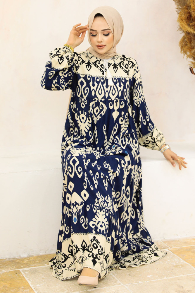Navy Blue Modest Dress 50004L - 3