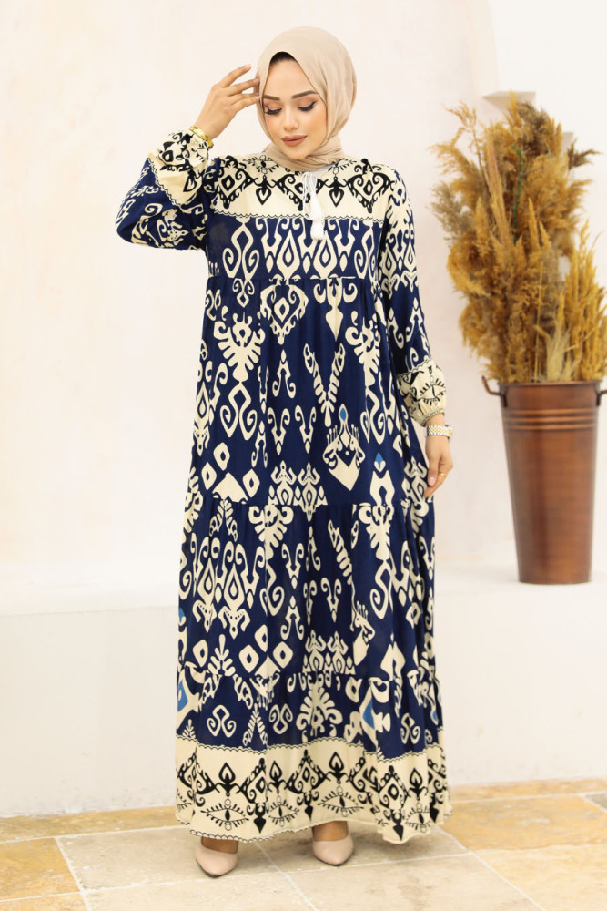 Navy Blue Modest Dress 50004L - 1