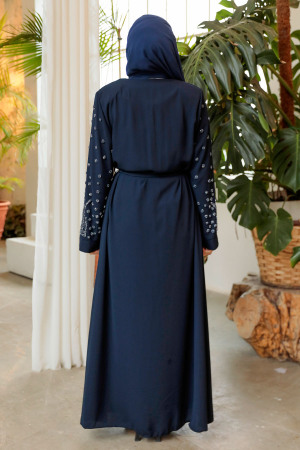Navy Blue Modest Dubai Abaya 29101L - 6