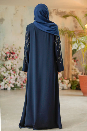 Navy Blue Modest Plus Size Abaya 29102L - 4