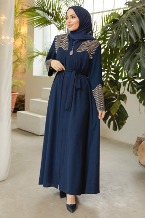 Navy Blue Modest Plus Size Abaya 29105L - 4