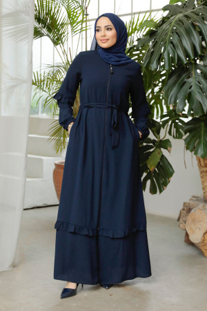 Navy Blue Modest Plus Size Abaya 45278L - 2