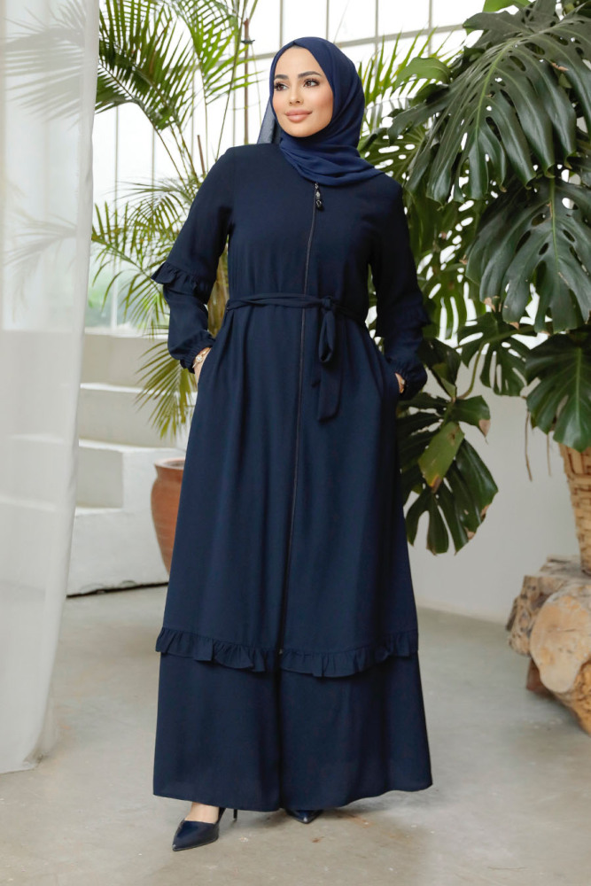 Navy Blue Modest Plus Size Abaya 45278L - 2