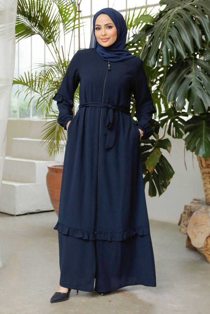 Navy Blue Modest Plus Size Abaya 45278L - 3