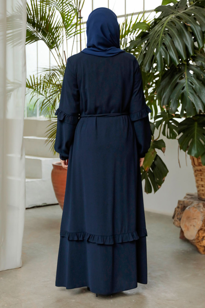 Navy Blue Modest Plus Size Abaya 45278L - 4
