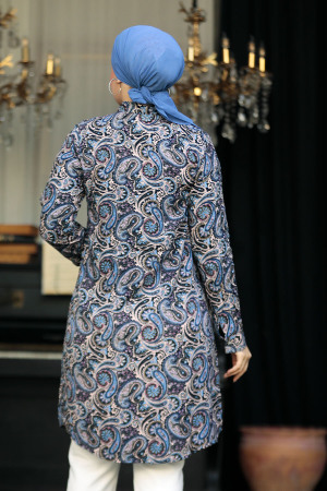 Navy Blue Modest Top 25011L - 3