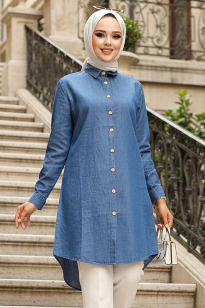 Navy Blue Modest Tunic 11692L - 1