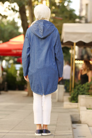 Navy Blue - Neva Style - Manteau Hijab 53880L - Thumbnail