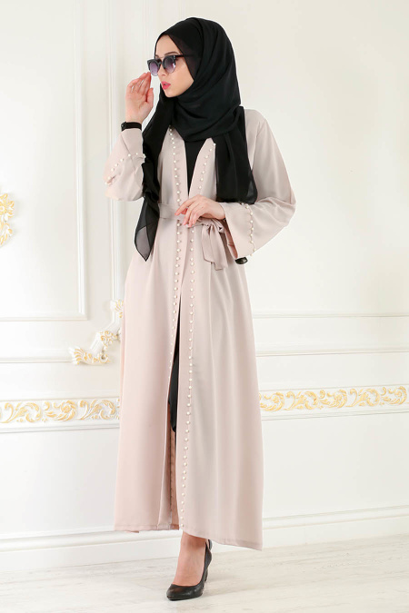 Nayla Colection - Beige Hijab Abaya 4752BEJ