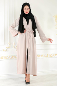 Nayla Colection - Beige Hijab Abaya 4752BEJ - Thumbnail