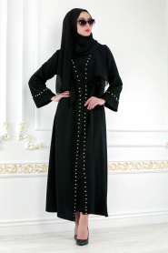 Nayla Colection - Black Hijab Abaya 4752S - Thumbnail