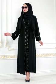 Nayla Colection - Black Hijab Abaya 4752S - Thumbnail