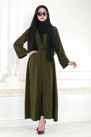 Nayla Colection - Khaki Hijab Abaya 4752HK - Thumbnail